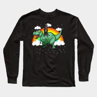 T Rex Dinosaur Riding Great Danes Dog Long Sleeve T-Shirt